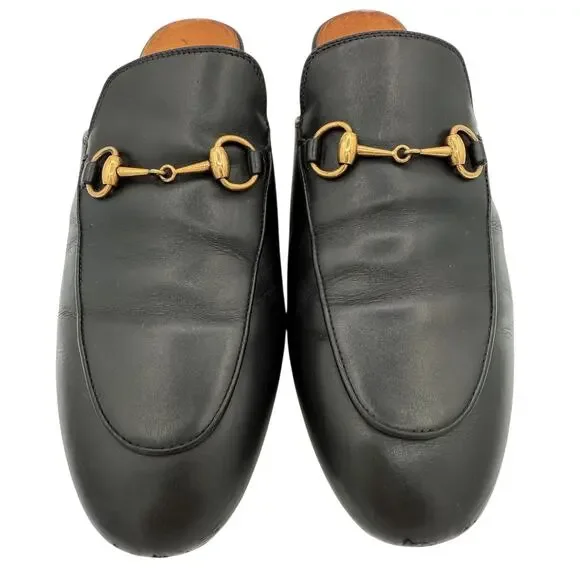 Gucci Black Princetown Leather Loafers